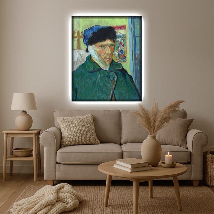 Világító falikép - Önarckép bekötözött füllel - Vincent van Gogh