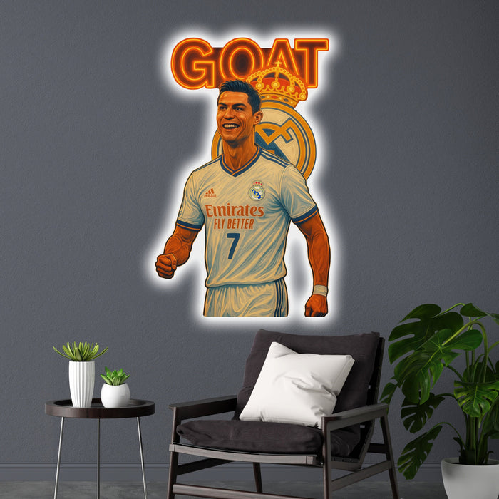 Világító falikép - Cristiano Ronaldo - GOAT