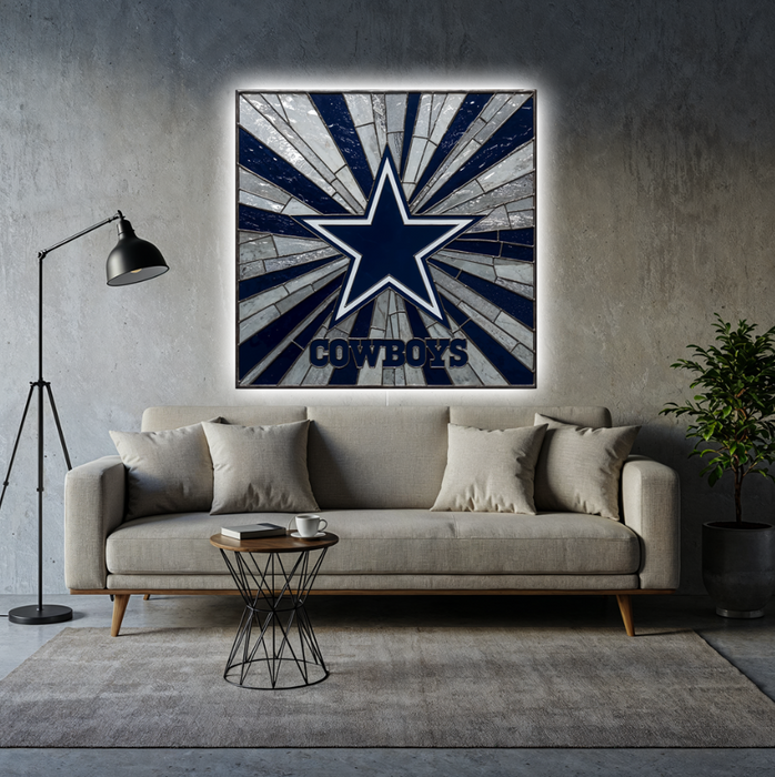 Világító falikép Dallas Cowboys - Üveg stilizált