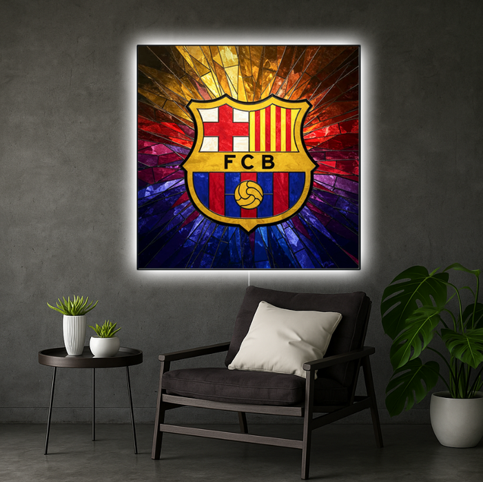 Világító falikép FC Barcelona - Üveg - Kristályhatású