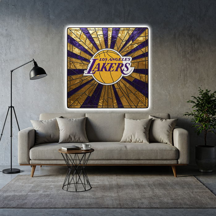 Los Angeles Lakers - NBA - Üvegből készült, stilizált Világító falikép