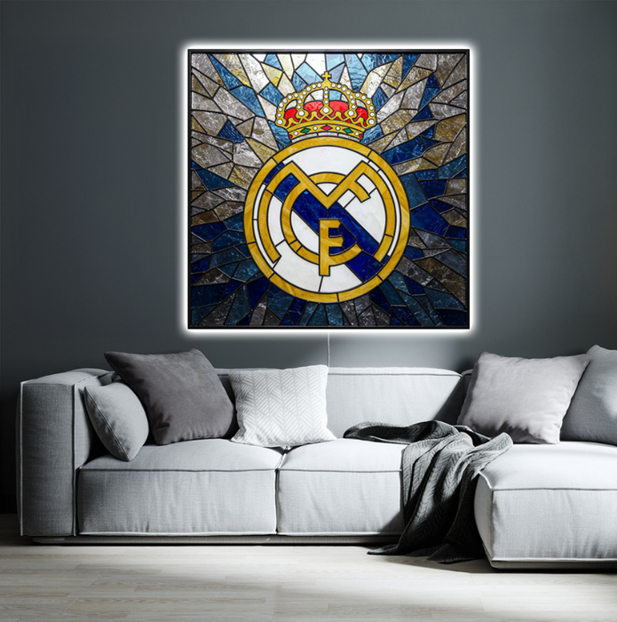 Világító falikép Real Madrid - stilizált üveg
