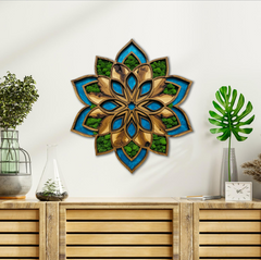 Moss wooden poster - Mandala Flore