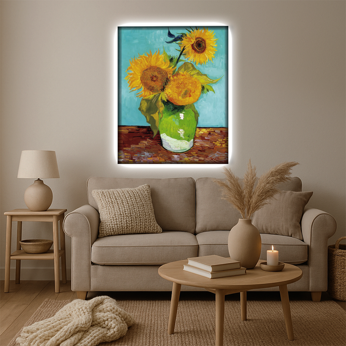 Világító falikép - Napraforgók - Vincent van Gogh