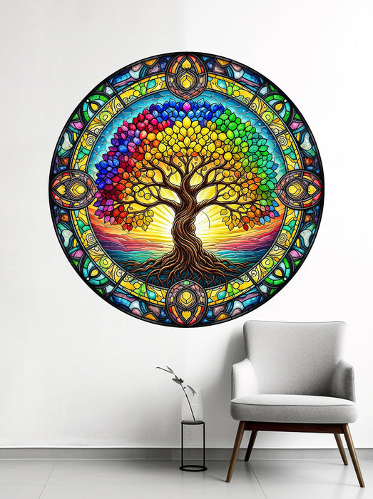 Wooden colorfull wall art - Tree of life Mandala Glassy