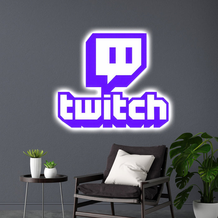 Világító falikép- Twitch logó - Éjjeli lámpa