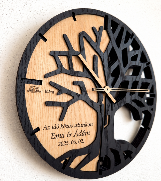 Egyedi rendelésre – 3D tölgyfa falióra T-Tatra  30 cm/50 cm/84 cm