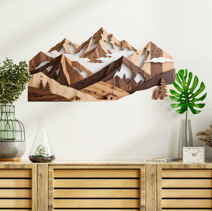 Wooden UV printed poster - Mountain lover - wooden style