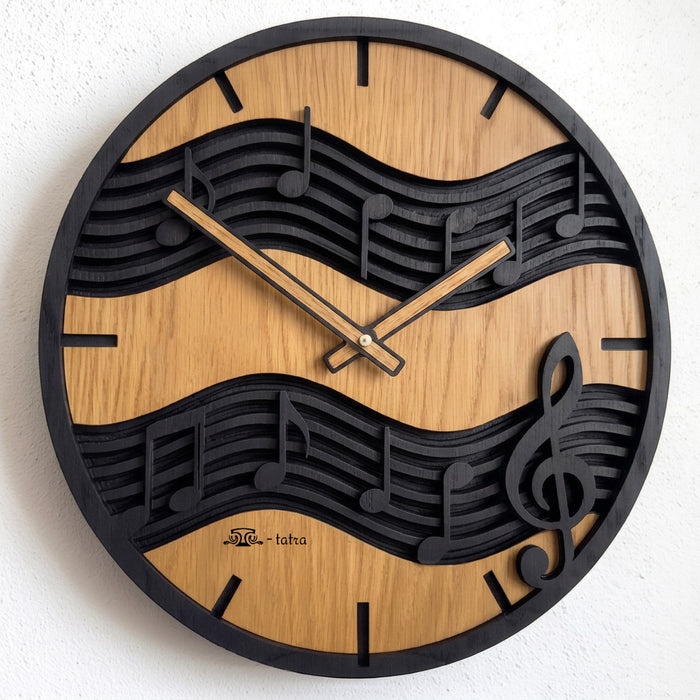 3D tölgyfa falióra – Hangjegyek - 30cm | 50cm | 84cm