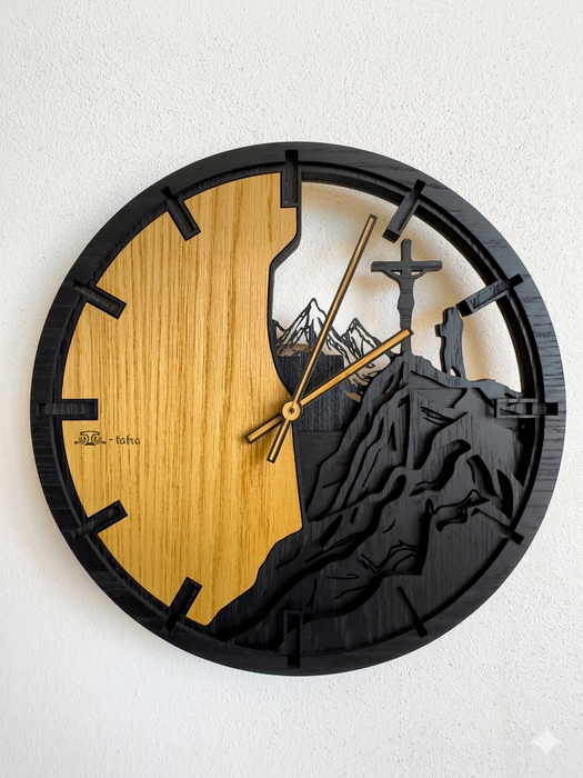 3D fa falióra – Kereszt és Hegyek – Tölgyfa - T-Tatra - 30 cm/50 cm/84 cm