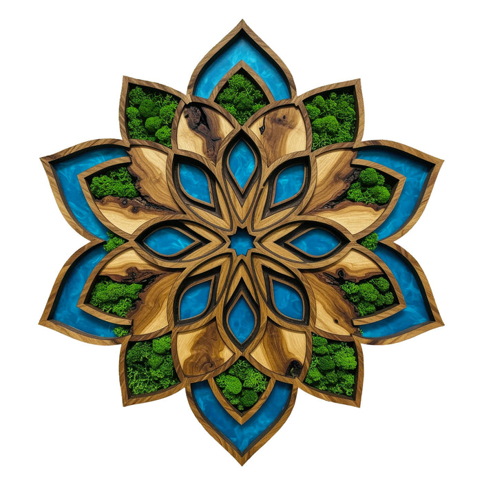 Világító falikép moha Mandala Flore