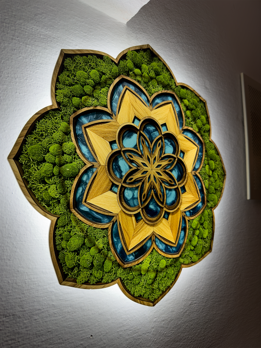 Világító falikép Moss Mandala Sarta