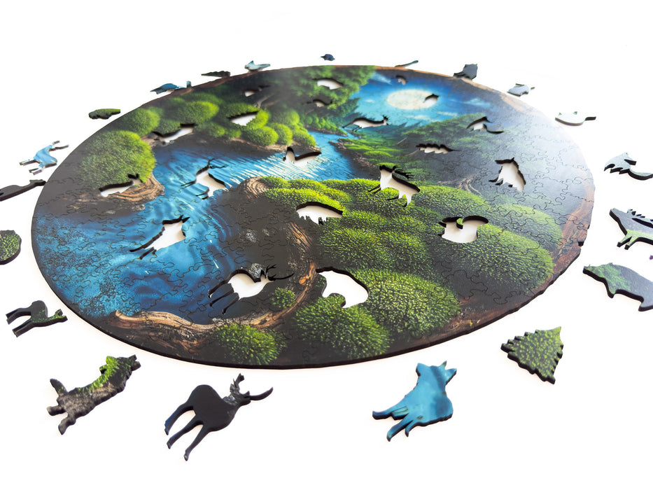Holdéjszaka - moha - Fa puzzle
