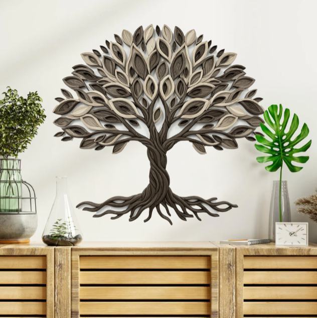 Wooden UV printed poster - Tree of life Honor - wooden style