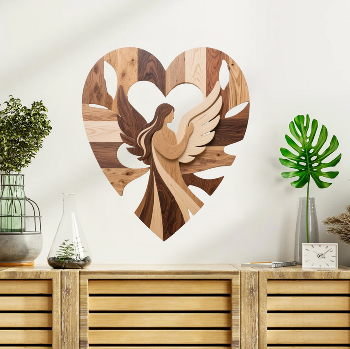 Fa UV nyomtatott poszter – Családi angyal