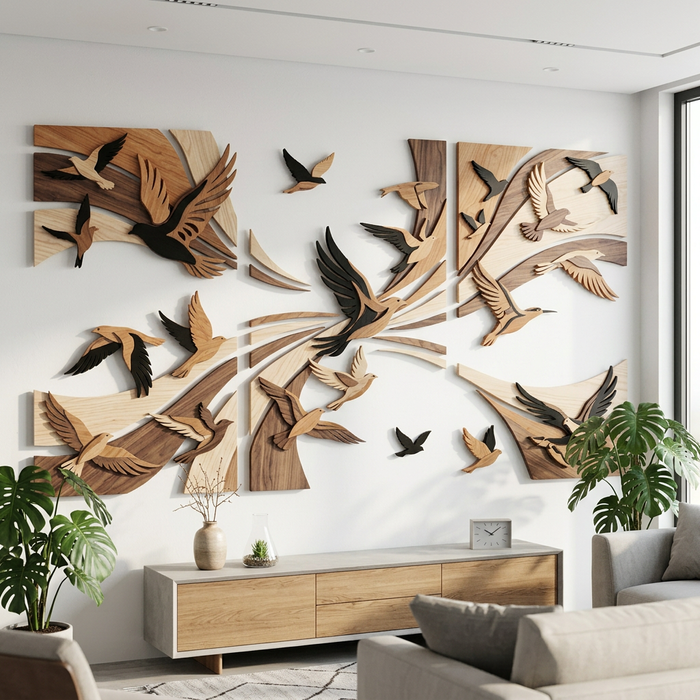 Multi-Panel Wooden Bird Wall Decor - Flock of Freedom