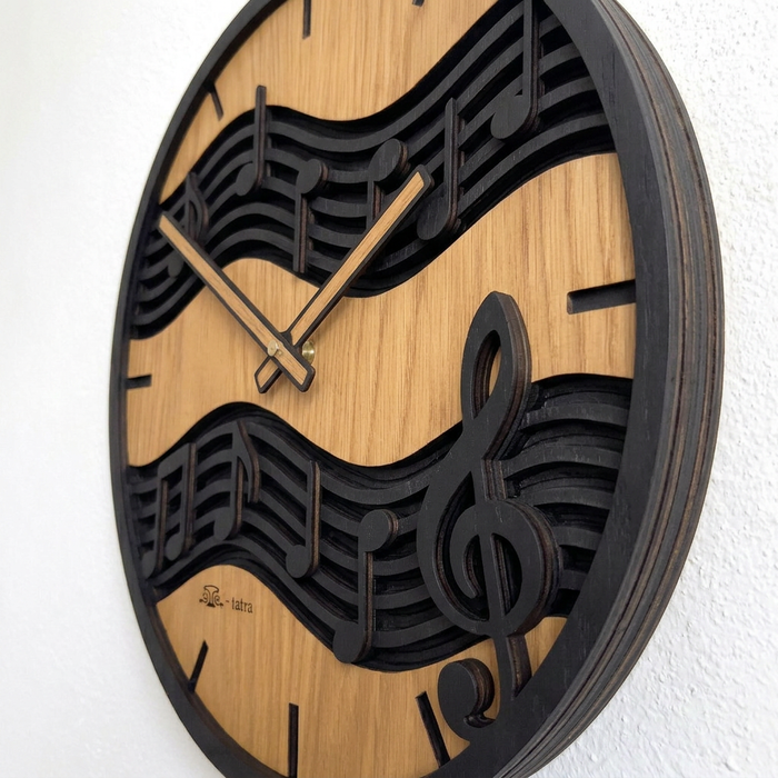 3D tölgyfa falióra – Hangjegyek - 30cm | 50cm | 84cm